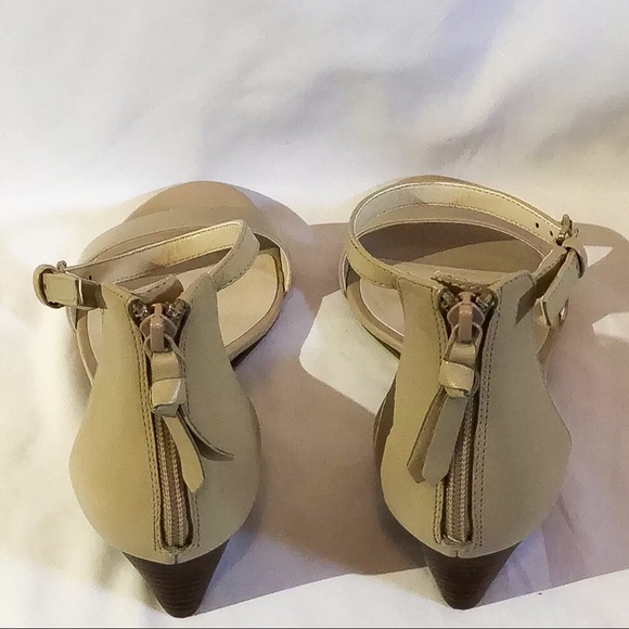 COLE HAAN ADDERLY WEDGE NUDE LEATHER SANDALS Sz 8 - Picture 7 of 7